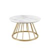 Modern Round Coffee Table with Metal Base ‚Äì White Marble / Gold