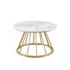 Modern Round Coffee Table with Metal Base ‚Äì White Marble / Gold