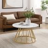 Modern Round Coffee Table with Metal Base ‚Äì White Marble / Gold