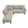 [VIDEO provided][New]90*88" Terrycloth Modern Sectional Sofa,5-Seat Practical Couch Set with Chaise Lounge,L-Shape minimalist Indoor Furniture with 3