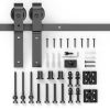 4FT Bi-Folding Sliding Barn Door Hardware Track Kit, Black Roller Kit for 2 Doors, J Shape(No Door)