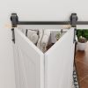 4FT Bi-Folding Sliding Barn Door Hardware Track Kit, Black Roller Kit for 2 Doors, J Shape(No Door)