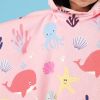 Kids Poncho Towel Swimming Pool Hooded Bath Towel Changing Robe Quick Dry Soft Microfiber 55 x 40 inch Under The Sea Print