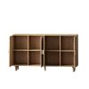 62.20"Elegant and Functional 4-Door Rattan Decorative Storage Cabinet,for Bedroom,Living Room,Office,Easy Assembly