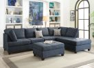 Cocktail Ottoman Dorris Fabric Dark Blue Color W Tufted Seats Ottomans