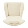 Rocking Chair Nursery, Teddy Upholstered Rocker Glider Chair with High Backrest, Adjustable Headrest & Pocket, Comfy Glider Chair for Nursery, Bedroom
