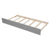 Twin House Wooden Daybed with trundle, Twin House-Shaped Headboard bed with Guardrails,Grey