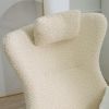 Rocking Chair Nursery, Teddy Upholstered Rocker Glider Chair with High Backrest, Adjustable Headrest & Pocket, Comfy Glider Chair for Nursery, Bedroom
