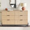 Mid-Century 6-Drawer Dresser with Reeded Drawer Fronts, Coastal Oak