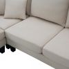 [VIDEO provided][New]90*88" Terrycloth Modern Sectional Sofa,5-Seat Practical Couch Set with Chaise Lounge,L-Shape minimalist Indoor Furniture with 3