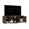 DEPOT E-SHOP Hollywood Tv Stand for TV¬¥s up 60", Double Door Cabinets, One Flexible Cabinet, Dark Walnut