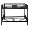 Full-over-full bunk bed modern style steel frame bunk bed with safety rail, built-in ladder for bedroom, dorm, boys, girls, adults