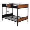 Full-over-full bunk bed modern style steel frame bunk bed with safety rail, built-in ladder for bedroom, dorm, boys, girls, adults