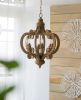 Farmhouse Chandelier, 6-Light Wood Chandelier Pendant Light Fixture with Adjustable Chain for Dining Room Living Room Entryway, Bulb Not Included