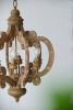 Farmhouse Chandelier, 6-Light Wood Chandelier Pendant Light Fixture with Adjustable Chain for Dining Room Living Room Entryway, Bulb Not Included