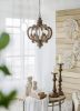 Farmhouse Chandelier, 6-Light Wood Chandelier Pendant Light Fixture with Adjustable Chain for Dining Room Living Room Entryway, Bulb Not Included