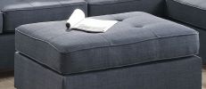 Cocktail Ottoman Dorris Fabric Dark Blue Color W Tufted Seats Ottomans