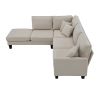 [VIDEO provided][New]90*88" Terrycloth Modern Sectional Sofa,5-Seat Practical Couch Set with Chaise Lounge,L-Shape minimalist Indoor Furniture with 3