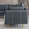L-Shaped Corner Sectional Technical leather Sofa-Dark Grey;  92.5*92.5''