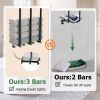 Towel Racks for Bathroom Wall Mounted, 3 Bars Metal Towel Holder with Top Shelf and 3 Hooks, Black Bath Towel Storage for Small Bathroom Organizer Dec