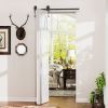 4FT Bi-Folding Sliding Barn Door Hardware Track Kit, Black Roller Kit for 2 Doors, J Shape(No Door)