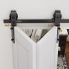 Bi-Folding Sliding Barn Door Hardware Track Kit, Black Roller Kit for Doors, J Shape(No Door) (4 Doors-5 FT-J Shape)