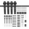 Bi-Folding Sliding Barn Door Hardware Track Kit, Black Roller Kit for Doors, J Shape(No Door) (4 Doors-6 FT-J Shape)