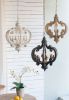 Farmhouse Chandelier, 6-Light Wood Chandelier Pendant Light Fixture with Adjustable Chain for Dining Room Living Room Entryway, Bulb Not Included