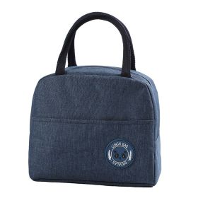1pc Insulated Lunch Bag; Insulation Bento Pack; Aluminum Foil Rice Bag; Meal Pack; Ice Pack; Student Bento Lunch Handbag; Insulation Bag; Lunch Box Ba (Color: Navy blue)
