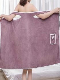 1pc Quick Drying Wearable Bath Towel with Bowknot for Adults (Color: Pink, size: L)