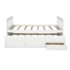 Captain's Bed Twin Daybed with Trundle Bed and Storage Drawers, White