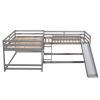 Full and Twin Size L-Shaped Bunk Bed with Slide and Short Ladde