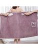 1pc Quick Drying Wearable Bath Towel with Bowknot for Adults