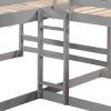 Full and Twin Size L-Shaped Bunk Bed with Slide and Short Ladde