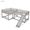 Full and Twin Size L-Shaped Bunk Bed with Slide and Short Ladde